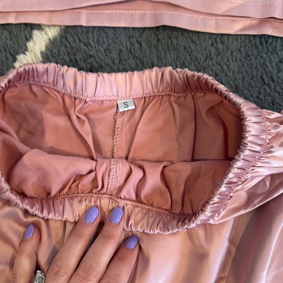 Pink Satin Women's Pajama Set with “B” - Picture 5 of 5